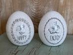 2 gedecoreerde stenen eieren Pasen. Zwart witte illustraties, Diversen, Pasen, Ophalen of Verzenden, Zo goed als nieuw