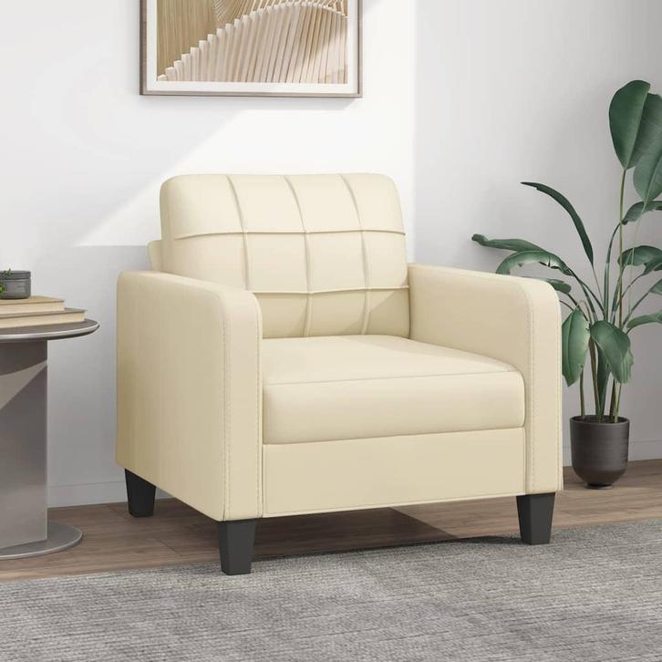 Fauteuil 60 cm kunstleer crèmekleurig, Huis en Inrichting, Fauteuils, Nieuw, Leer, Metaal, 50 tot 75 cm, Minder dan 75 cm, Ophalen of Verzenden