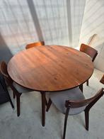 Houten Eettafel met 4 Stoelen - Gebruikt, Huis en Inrichting, Complete eetkamers, Ophalen, Gebruikt, Mid-Century Modern, 4 tot 6 stoelen