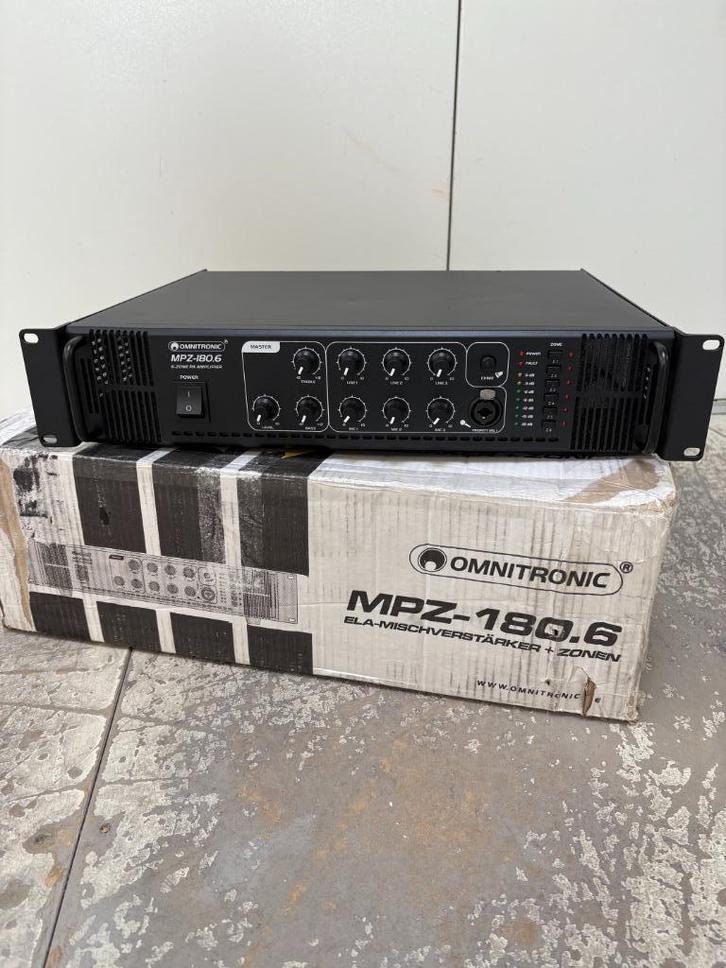 Omnitronic MPZ-180.6 – 6-zone 100V PA mengversterker, 180 W, Audio, Tv en Foto, Versterkers en Receivers, Nieuw, Overige systemen