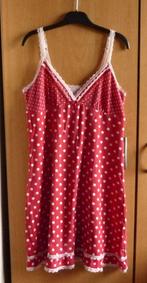 Rood nachtkleed pyjama met bolletjes en witte kant Maat M, Kleding | Dames, Ophalen of Verzenden, Zo goed als nieuw, Maat 38/40 (M)