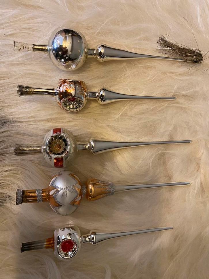 Vijf oude pieken van glas, Diversen, Kerst, Ophalen of Verzenden