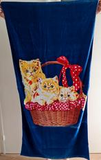 Strandlaken met poesjes 140x75cm, Ophalen of Verzenden, Zo goed als nieuw, Blauw, Handdoek