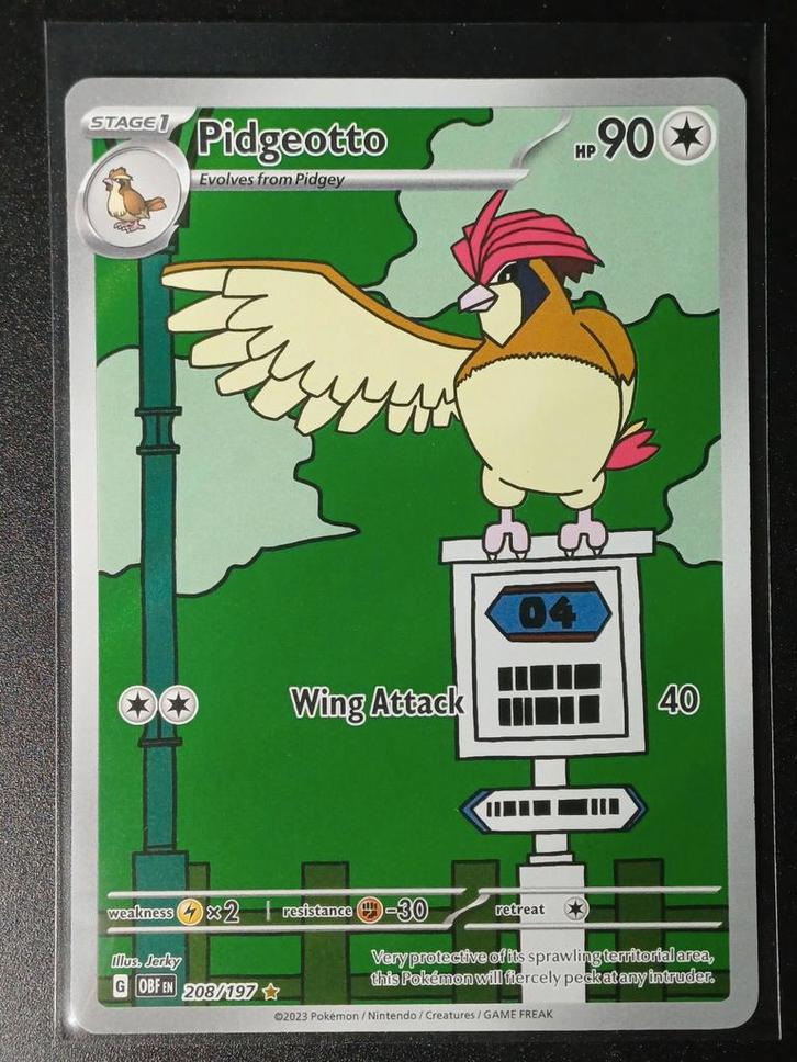 Pidgeotto Illustration Rare - Obsidian Flames, Hobby en Vrije tijd, Verzamelkaartspellen | Pokémon, Zo goed als nieuw, Losse kaart