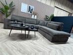 XL Ribstof Hoekbank - Bruin / Grijs - 310 x 250, Ophalen, Hoekbank, 300 cm of meer, Ribstof grote hoekbank ribcord donker grijs bruin loungebank