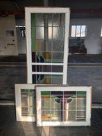 Glas in lood ramen jaren 30 (3 stuks), Doe-het-zelf en Verbouw, Glas en Ramen, Ophalen, Gevelraam of Ruit, Gebruikt, Minder dan 80 cm