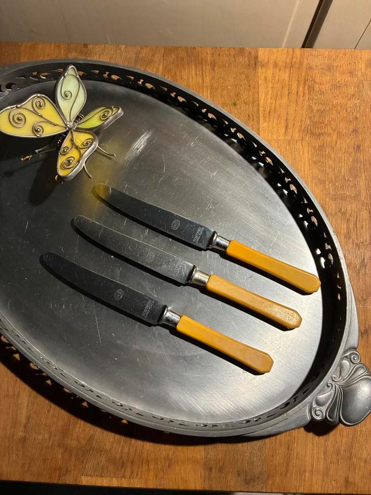 Vintage Zilverfabriek Voorschoten Fruitmesjes 4 st, Antiek en Kunst, Antiek | Bestek, Ophalen of Verzenden