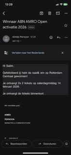 Tickets ahoy voor tennis, Twee personen, Ticket of Toegangskaart