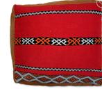 Nieuwe Marokkaanse berber wollen kelim, vloerkussen poef, Ophalen of Verzenden, Nieuw, Vierkant, 50 tot 75 cm