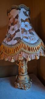 Mooie antieke tafellamp met engelen en bloemenkap 54 cm, Antiek en Kunst, Ophalen of Verzenden