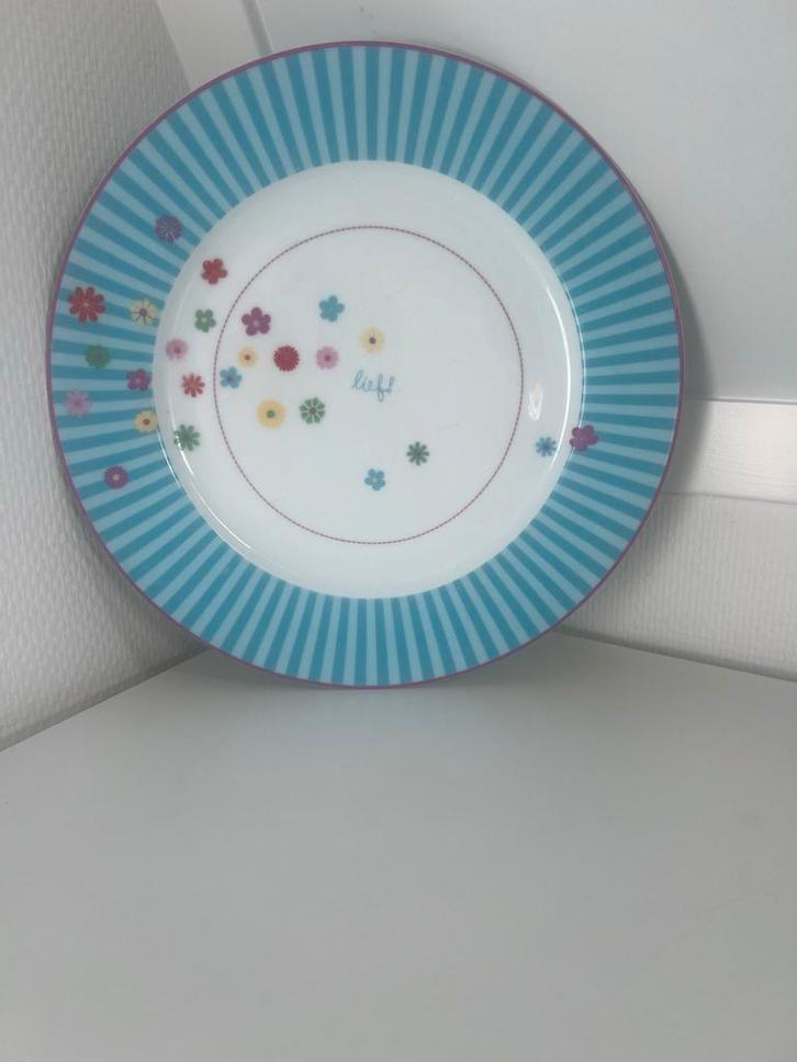 Lief Dinner Bord met blauwe strepen, Huis en Inrichting, Keuken | Servies, Zo goed als nieuw, Bord(en), Overige stijlen, Aardewerk