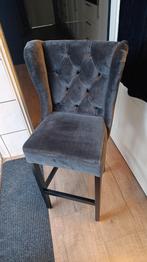 Antraciet fluwelen barkruk - Showmodel, Huis en Inrichting, Barkrukken, Ophalen, 60 tot 90 cm, Zo goed als nieuw, 1 kruk