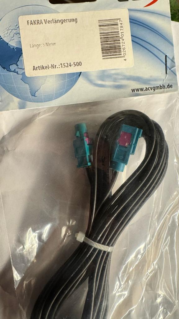 Nieuwe Fakra Z (v) antenne verlengkabel - RG174 5 mtr., Telecommunicatie, Antennes en Masten, Nieuw, Ophalen of Verzenden