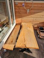 Unieke Boomstam Tafel met Bank, 200 cm of meer, Zo goed als nieuw, Vijf personen of meer, Metaal