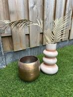 Leuke potten metallic brons & lichtroze organische vorm, Tuin en Terras, Bloempotten, Ophalen, Kunststof, Rond, Tuin