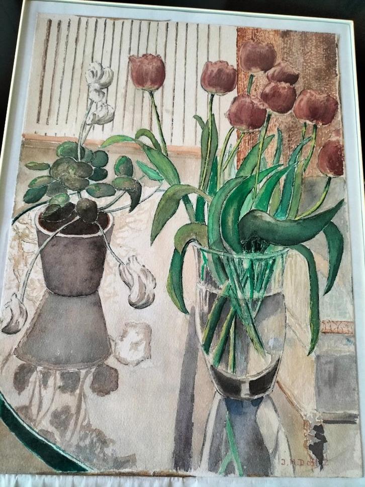 Antiek waterverf schilderij, Antiek en Kunst, Kunst | Schilderijen | Klassiek, Ophalen of Verzenden