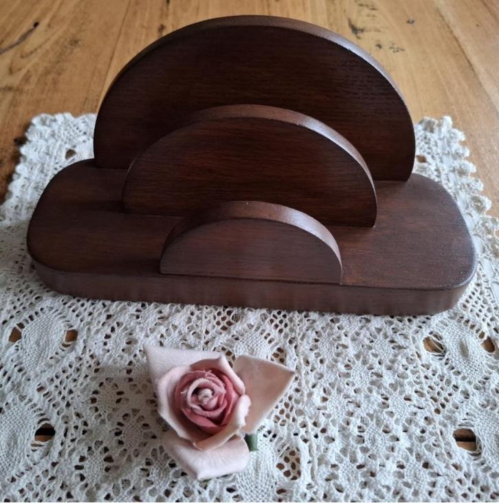 Art Deco houten brievenhouder met halve cirkels, Antiek en Kunst, Antiek | Overige Antiek, Ophalen of Verzenden