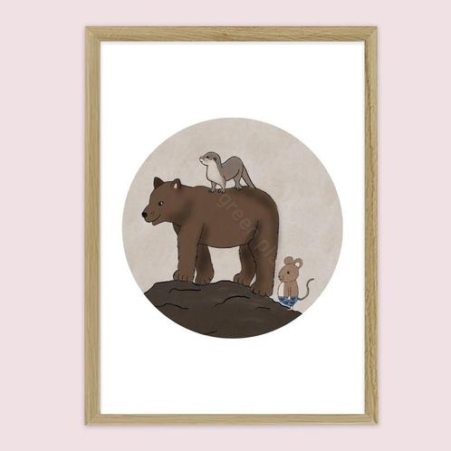 Bosdieren poster: Beer, otter en muis gaan zwemmen Printable, Kinderen en Baby's, Kinderkamer | Inrichting en Decoratie, Nieuw