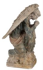 Prachtig beige-groen sacraal groot beeld van een engel, Antiek en Kunst, Kunst | Beelden en Houtsnijwerken, Ophalen of Verzenden
