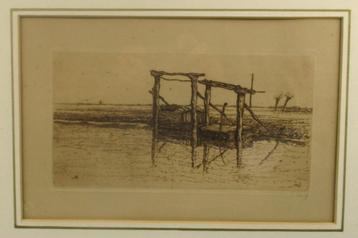 Ets Polderlandschap  Herman Heuff (1875-1945) beschikbaar voor biedingen