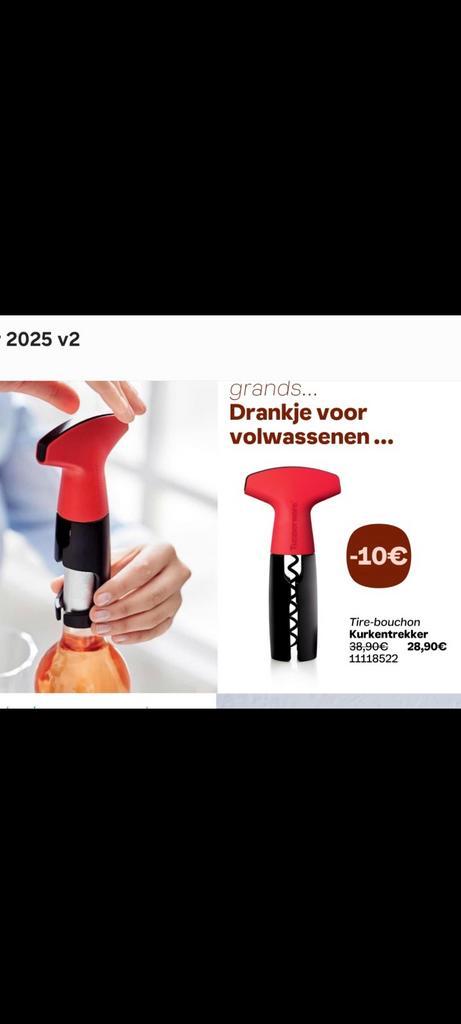 Nieuwe kurkentrekker van tupperware, Huis en Inrichting, Keuken | Tupperware, Nieuw, Overige typen, Ophalen of Verzenden