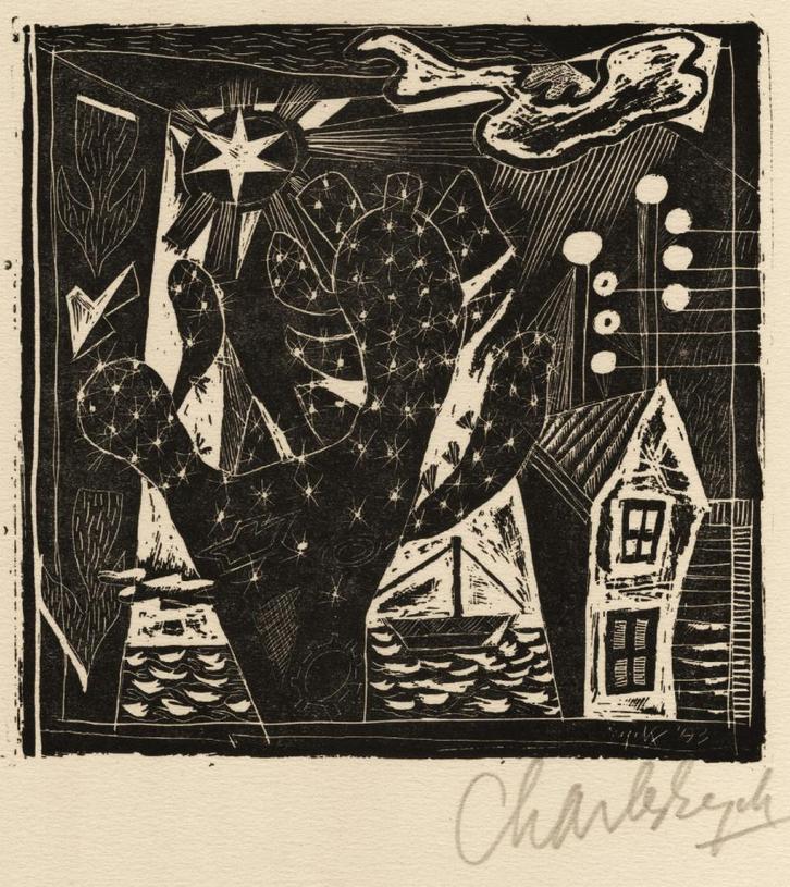 Charles Eyck prent Curaçao 1953 gesigneerd, Antiek en Kunst, Kunst | Etsen en Gravures, Ophalen of Verzenden