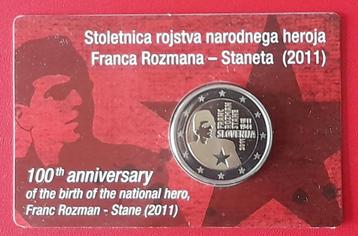 coincard Slovenie 2 euro 2011 100e geboortejaar Franc Rozman beschikbaar voor biedingen