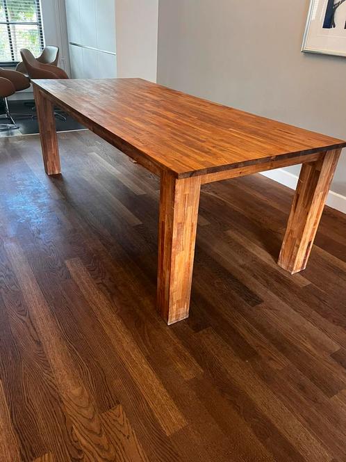 Teakhouten eettafel 226x100xm, Huis en Inrichting, Tafels | Eettafels, Gebruikt, 50 tot 100 cm, 200 cm of meer, Vijf personen of meer