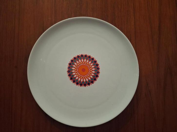 Vintage Serveerschaal Mandala Motief, Huis en Inrichting, Woonaccessoires | Schalen en Manden, Gebruikt, Schaal, Rond, Porselein of Keramiek