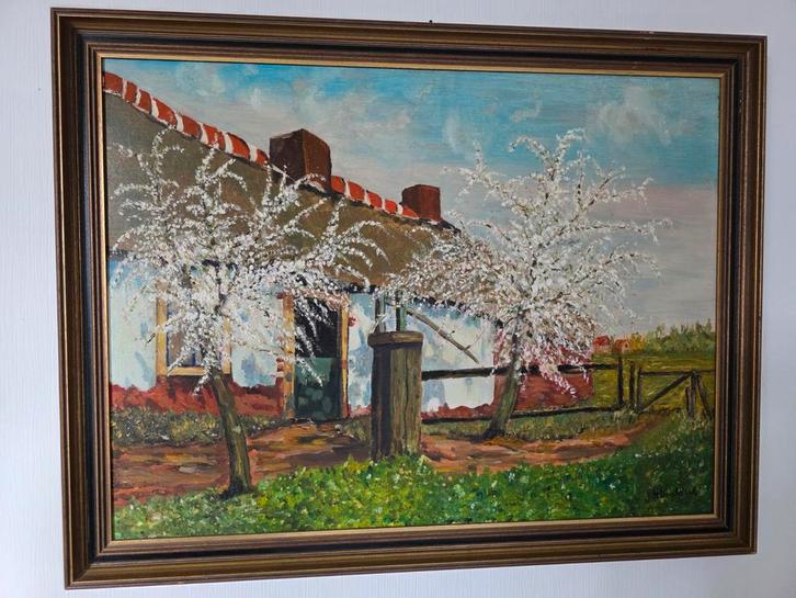 Schilderij op hardboard in lijst - 68x88cm, Antiek en Kunst, Kunst | Schilderijen | Klassiek, Ophalen