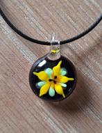 kettinkje met handgemaakte lampwork glaskraal, Verzenden, Geel, Nieuw, Overige materialen
