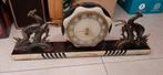 mooie Franse antieke art-decoklok van marmeren brons, Ophalen of Verzenden