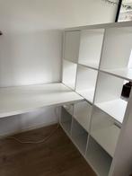 Witte KALLAX kast met bureautje, Ophalen, Gebruikt, 100 tot 150 cm, Minder dan 150 cm