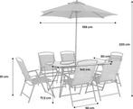 Tuinset - tuintafel met 6x stoelen en parasols - nieuw, Ophalen, Overige materialen, Pruisische veldweg 220 Hengelo, 6 zitplaatsen
