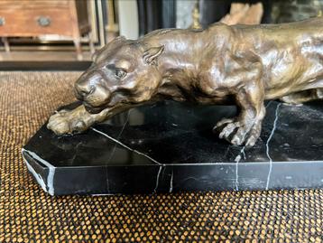 Bronzen beeld van een sluipende panter jaguar 