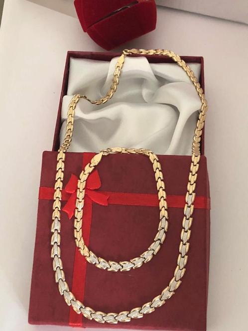 14 karaat gouden set: ketting en armband, nieuw, Sieraden, Tassen en Uiterlijk, Kettingen, Nieuw, Goud, Goud, Ophalen of Verzenden