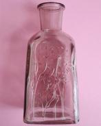 Vintage 70s boho bohemian bloemen glas fles vaas bruin, Minder dan 50 cm, Glas, Zo goed als nieuw, Ophalen