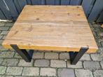 Zware industriele teakhouten salontafel - bijzettafel, Ophalen, 50 tot 100 cm, Vierkant, 50 tot 100 cm