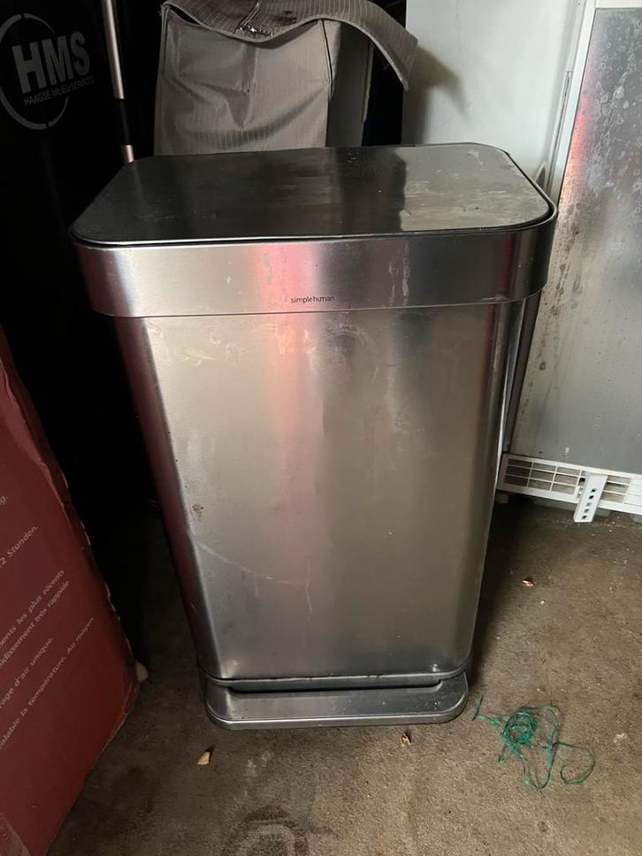Simplehuman Prullenbak - RVS, Huis en Inrichting, Woonaccessoires | Prullenbakken, Gebruikt, Rvs, 50 tot 75 cm, 30 tot 40 liter
