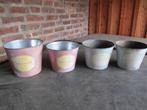 set van 3 Provence bloempotten / kruidenpotten, Gebruikt, Rond, Metaal, Tuin