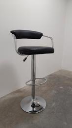 4 bar-stoelen - zwart op metalen poot, Huis en Inrichting, Ophalen, Zwart, Zo goed als nieuw, Vier