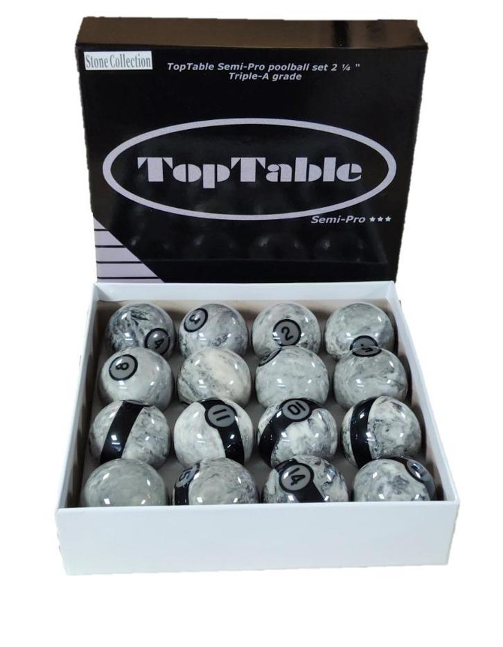 Poolballen TopTable Super A-Grade Stone Collection 57,2mm, Sport en Fitness, Biljarten en Poolen, Nieuw, Keu of Ballen, Ophalen of Verzenden