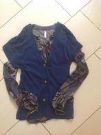 Blauw vest met blouse - Maat 36/38, Ophalen of Verzenden, Zo goed als nieuw, Maat 36 (S), Blauw