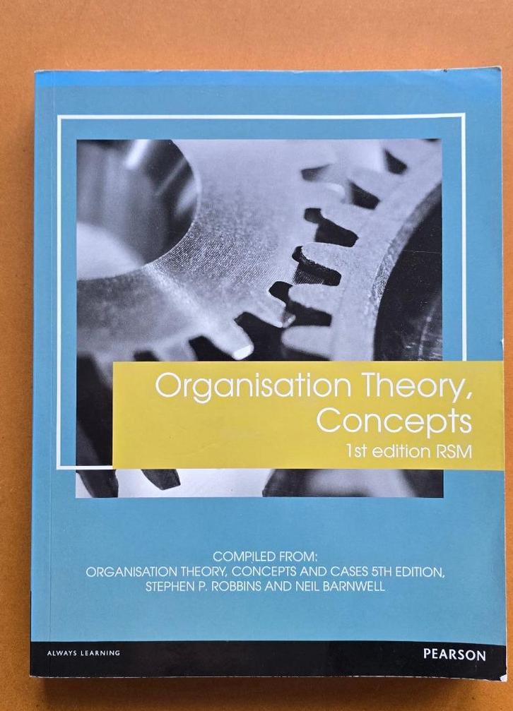 Organisation Theory, Concepts 1st Edition RSM, Boeken, Economie, Management en Marketing, Gelezen, Management, Ophalen of Verzenden