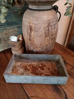 Brocante ijzeren schaal dienblad MOET WEG, Ophalen of Verzenden