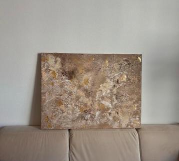 Abstract schilderij met bladgoud - Brushed by Sogand beschikbaar voor biedingen