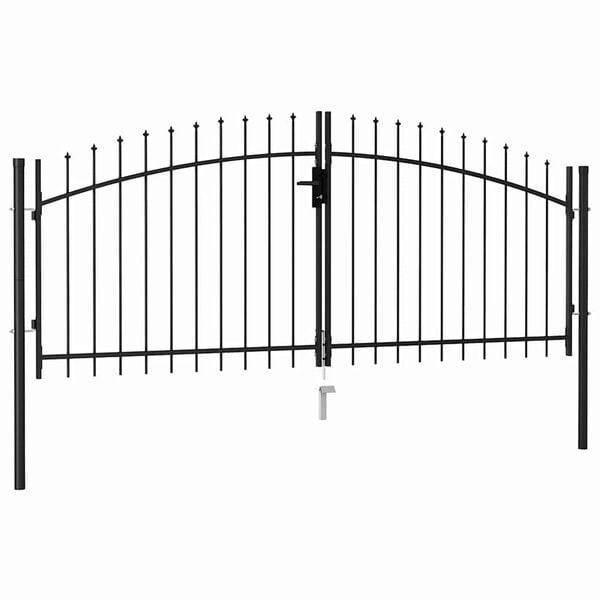 Poort met puntige bovenkant dubbel 3x1,25 m staal zwart €165, Tuin en Terras, Tuinpoorten, Nieuw, Looppoort, Ophalen of Verzenden