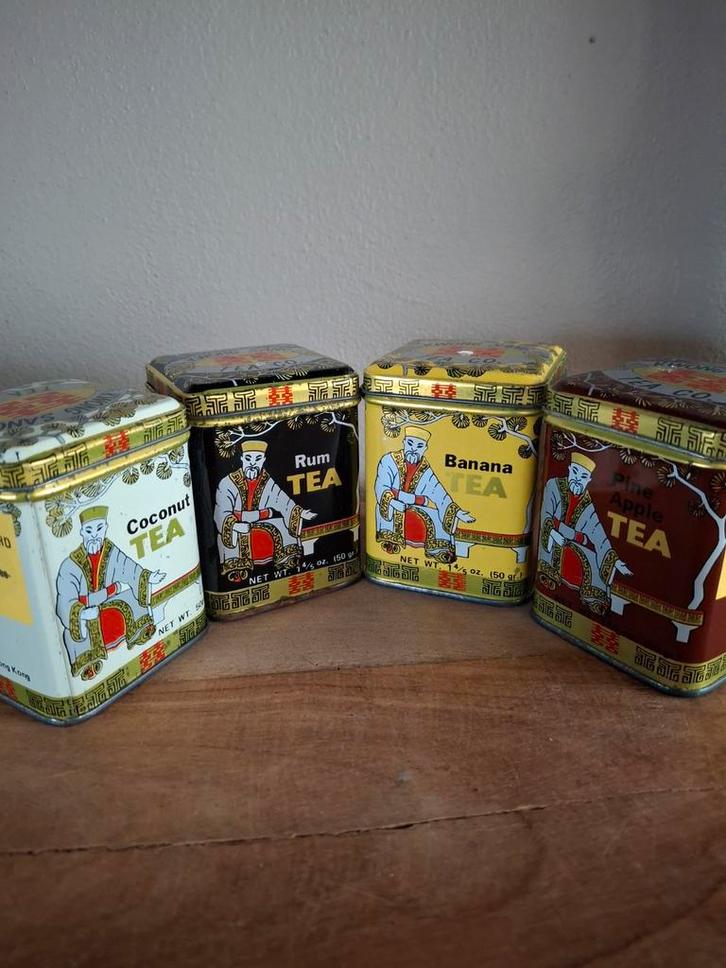 4 Kwong Sang Thee Blikken - Vintage 9, Verzamelen, Dierenverzamelingen, Gebruikt, Overige typen, Overige soorten, Ophalen of Verzenden