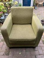 GRATIS Fauteuil van groene stof, Huis en Inrichting, Fauteuils, Ophalen, Gebruikt, 75 tot 100 cm, 75 tot 100 cm
