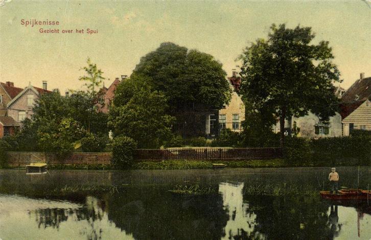 Spijkenisse, Gezicht over het Spui - B-keus - gelopen, Verzamelen, Ansichtkaarten | Nederland, Ongelopen, Noord-Brabant, Voor 1920
